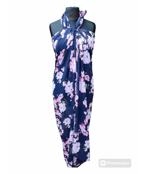 Duża sukienka plażowa - eleganckie PAREO XXL szyfon różowa orchidea